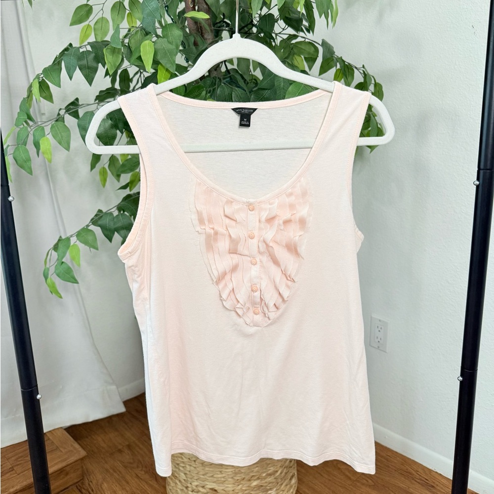 Ann Taylor Blush Pink Ruffle Top Size M